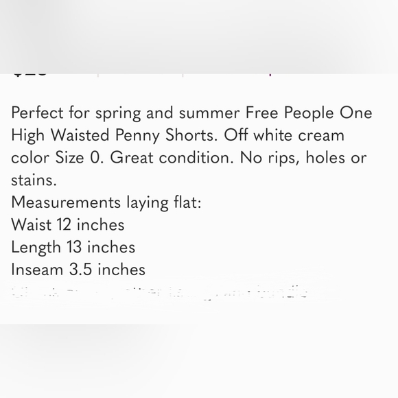 FREE PEOPLE ONE Penny high waist frayed hem ivory pleated pocket shorts 0 XS - Picture 2 of 7